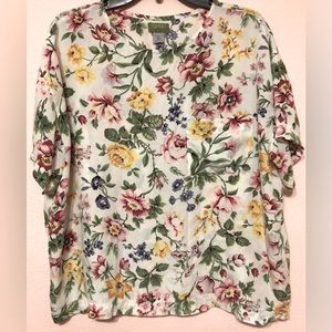Esprit cream floral blouse size large